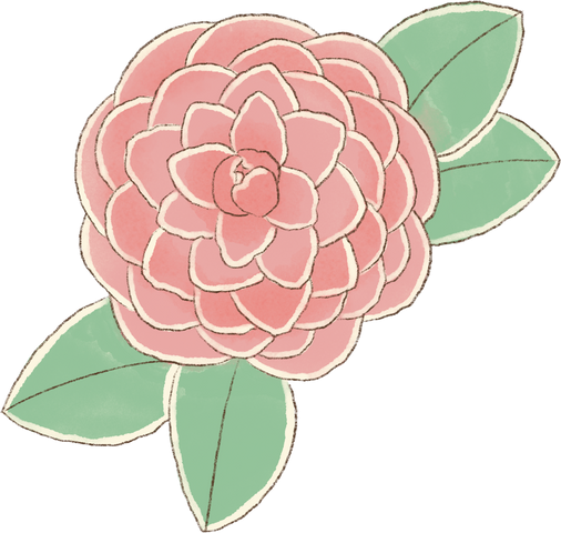 Soft Watercolor Kawaii Tsubaki Flower